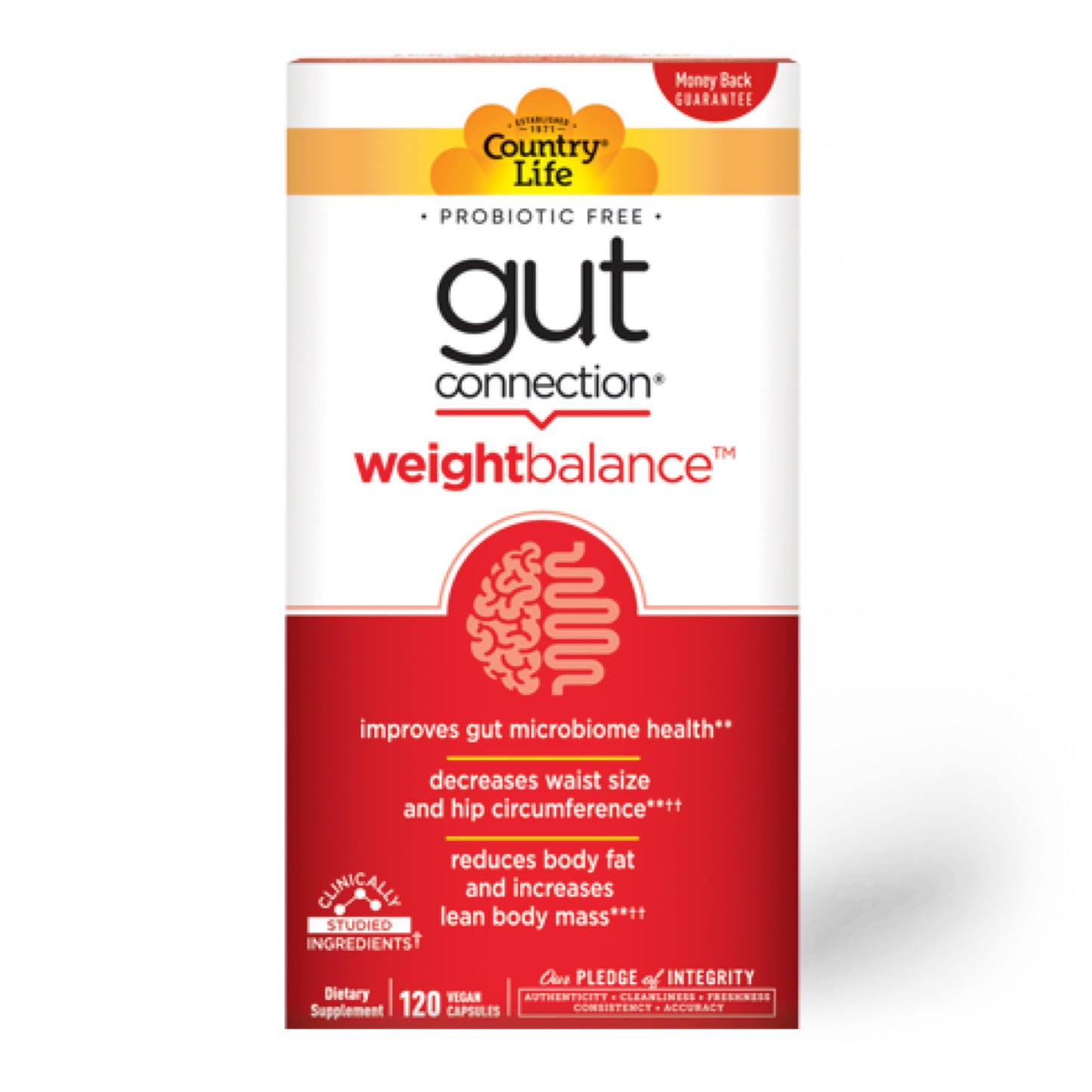 Country Life, Gut Connection, Weight Balance, 120 Vegan Capsules UPC 015794030232 | Hilife Vitamins