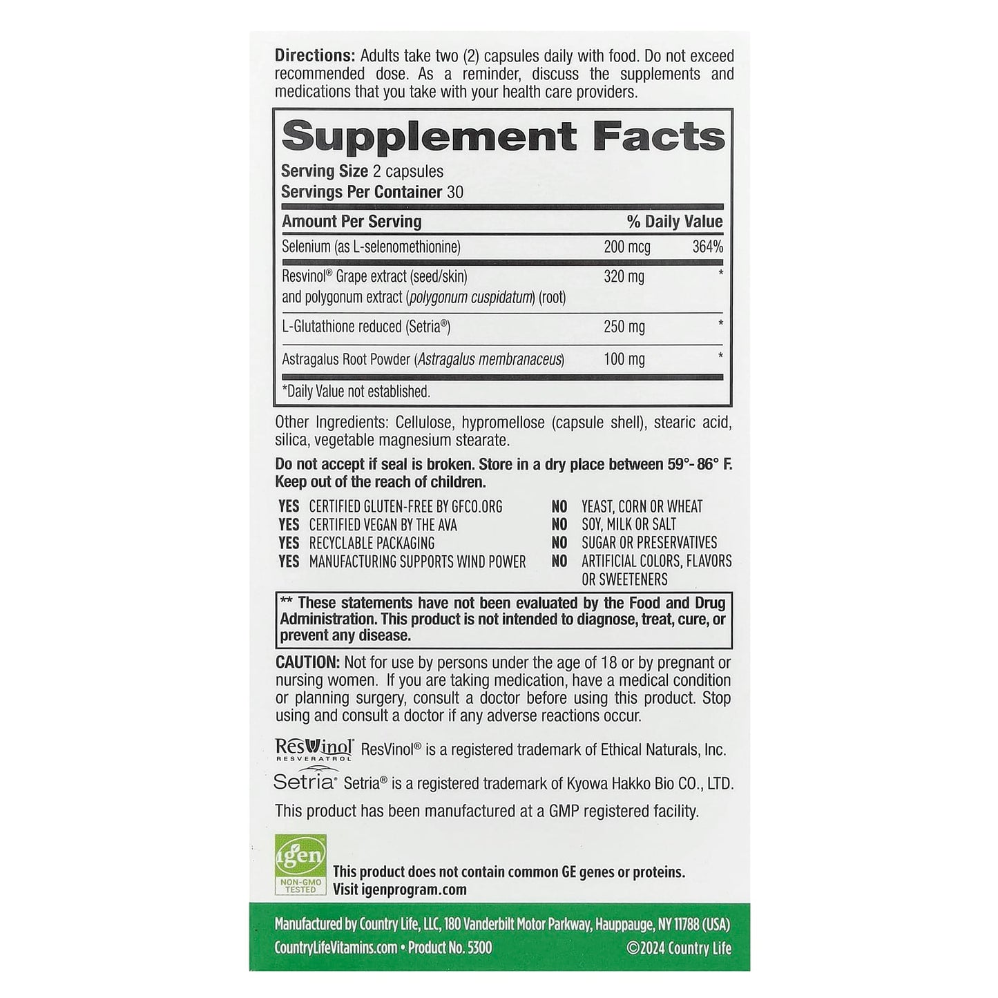 Country Life, Telomere Support, Agless Theory, 60 Vegetarian Capsules UPC 015749053002 | Hilife Vitamins