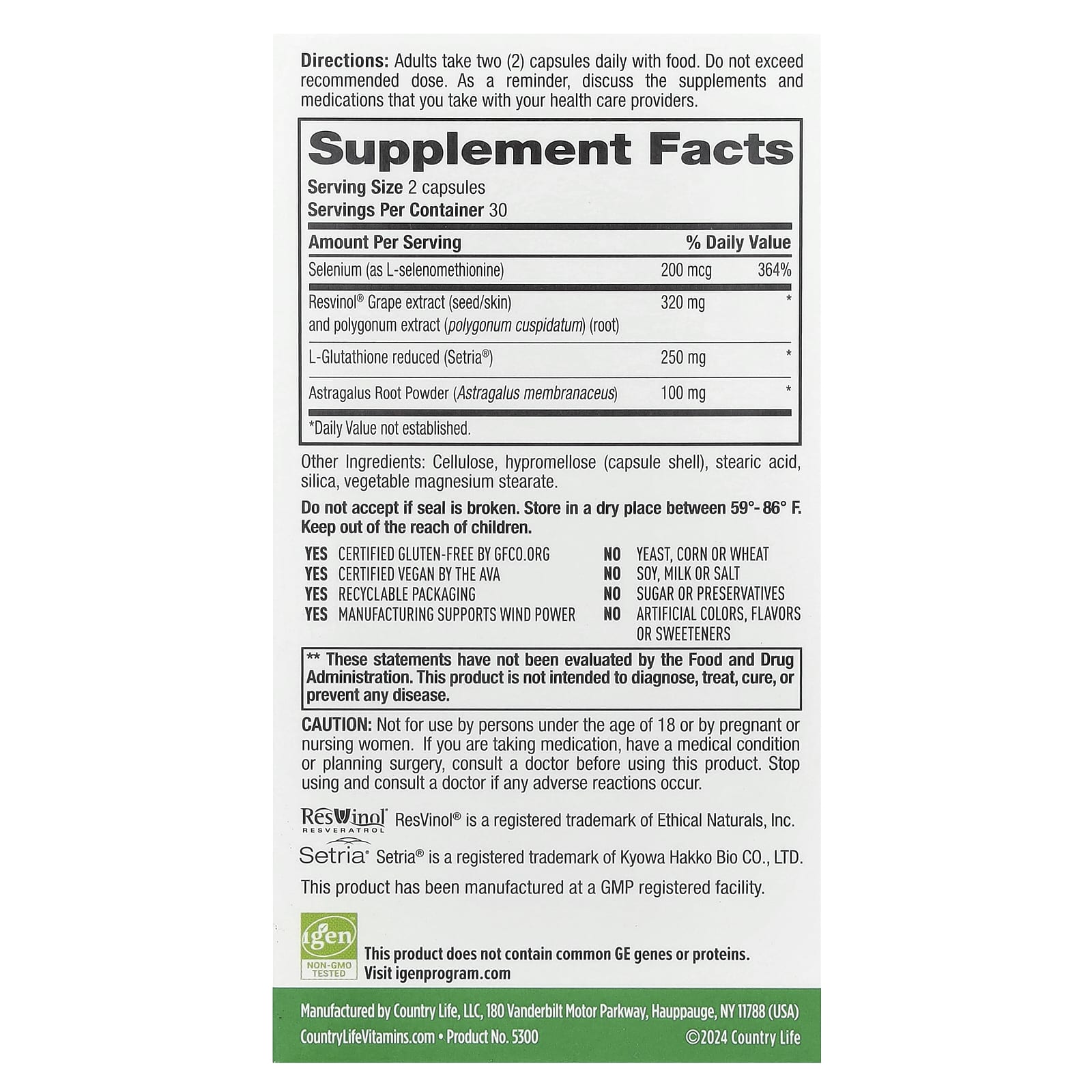 Country Life, Telomere Support, Agless Theory, 60 Vegetarian Capsules UPC 015749053002 | Hilife Vitamins