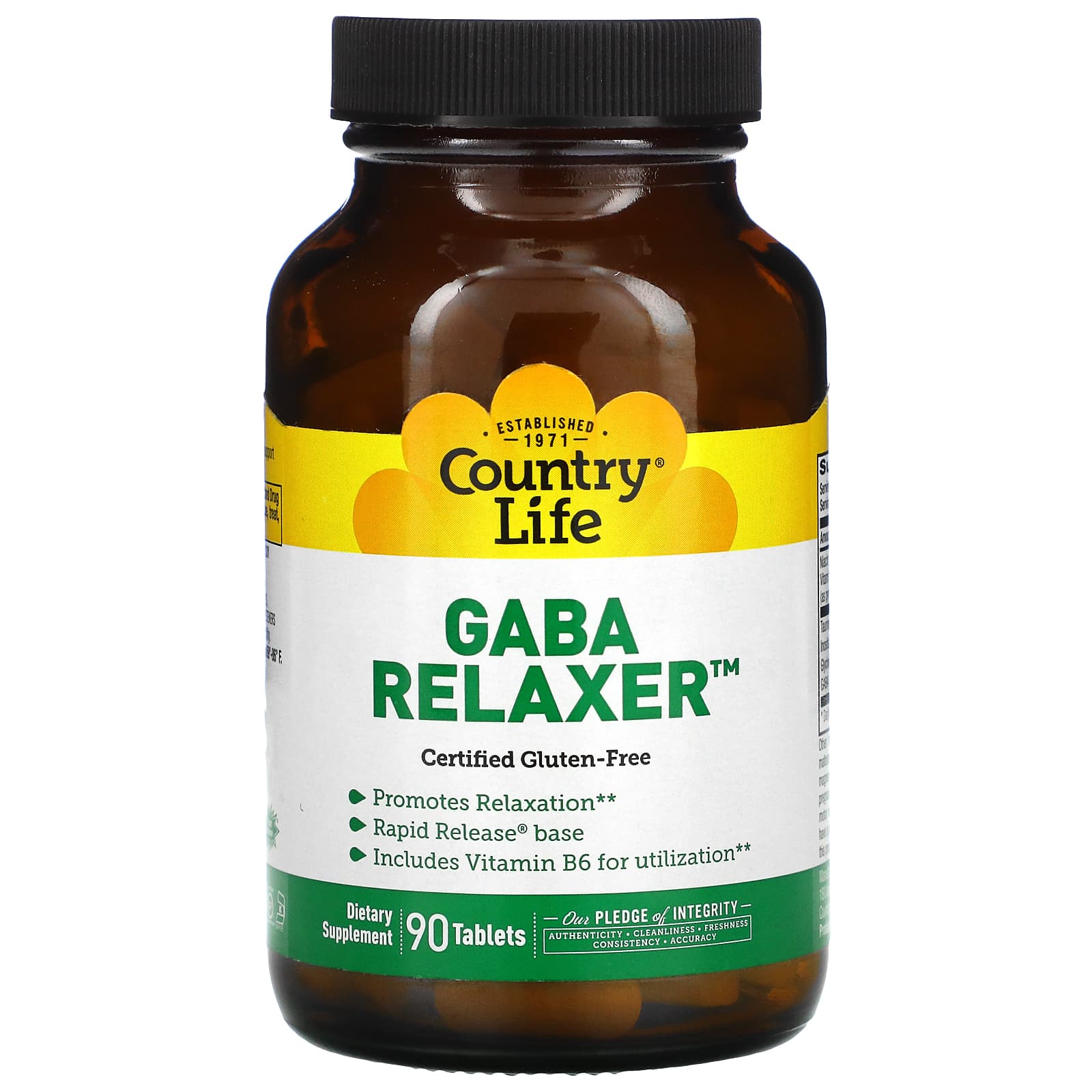 Country Life, GABA Relaxer, 90 Tablets UPC 015794015024 | Hilife Vitamins