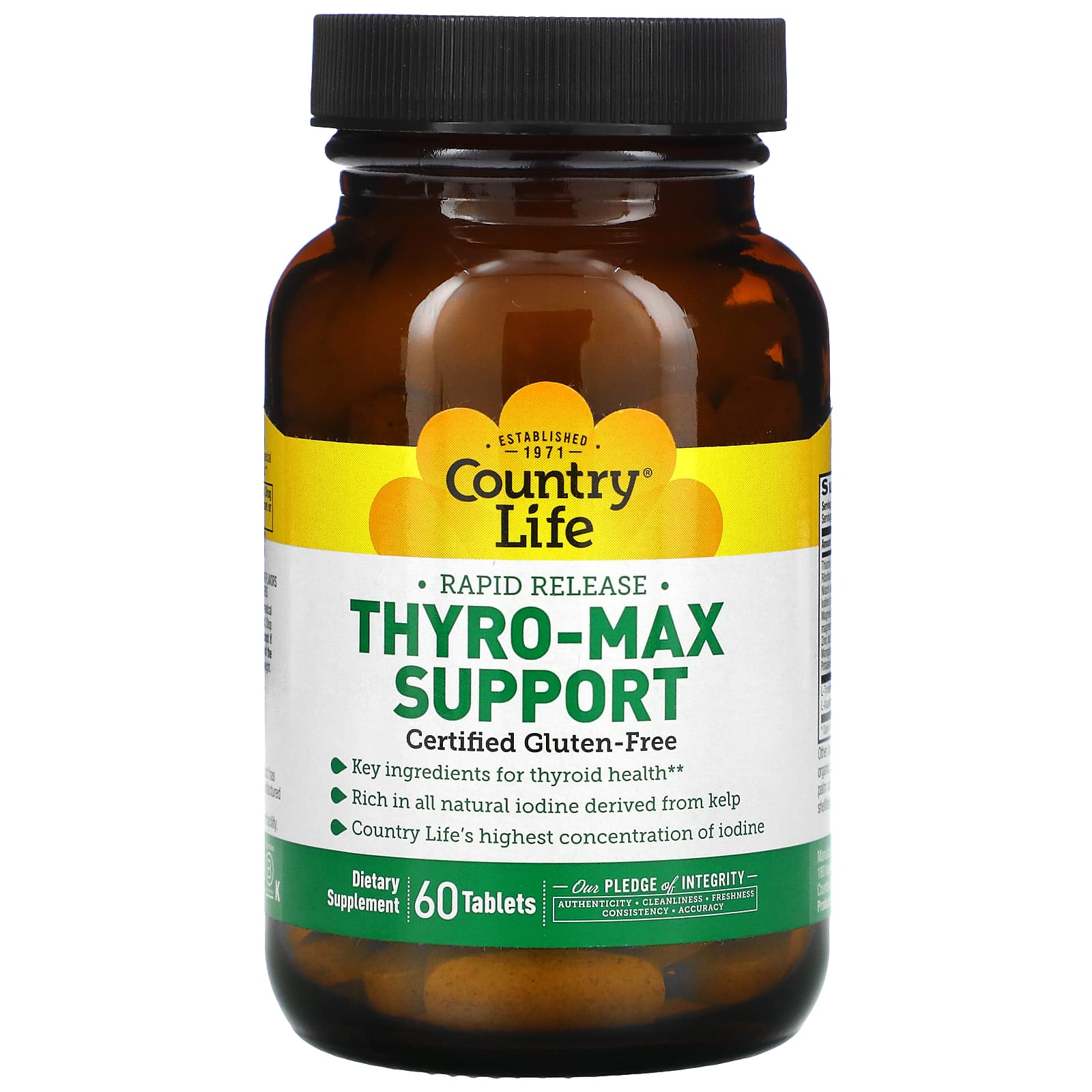 Country Life, Thyro-Max Support, Rapid Release, 60 Tablets UPC 015794015956 | Hilife Vitamins