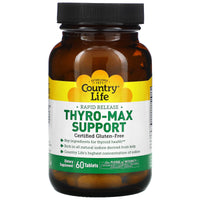Country Life, Thyro-Max Support, Rapid Release, 60 Tablets UPC 015794015956 | Hilife Vitamins