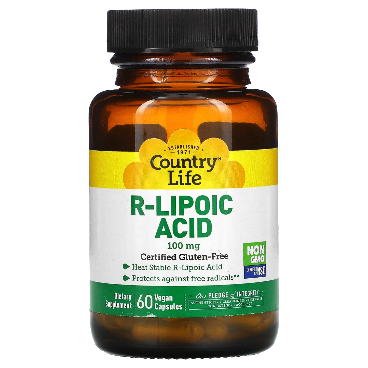 Country Life, R-Lipoic Acid, 100 mg, 60 Vegetarian Capsules UPC 015794016533 | Hilife Vitamins