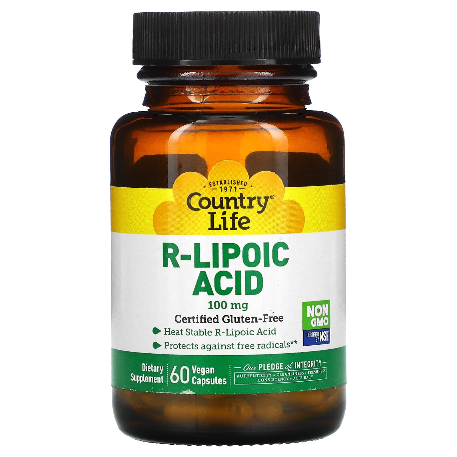 Country Life, R-Lipoic Acid, 100 mg, 60 Vegetarian Capsules UPC 015794016533 | Hilife Vitamins