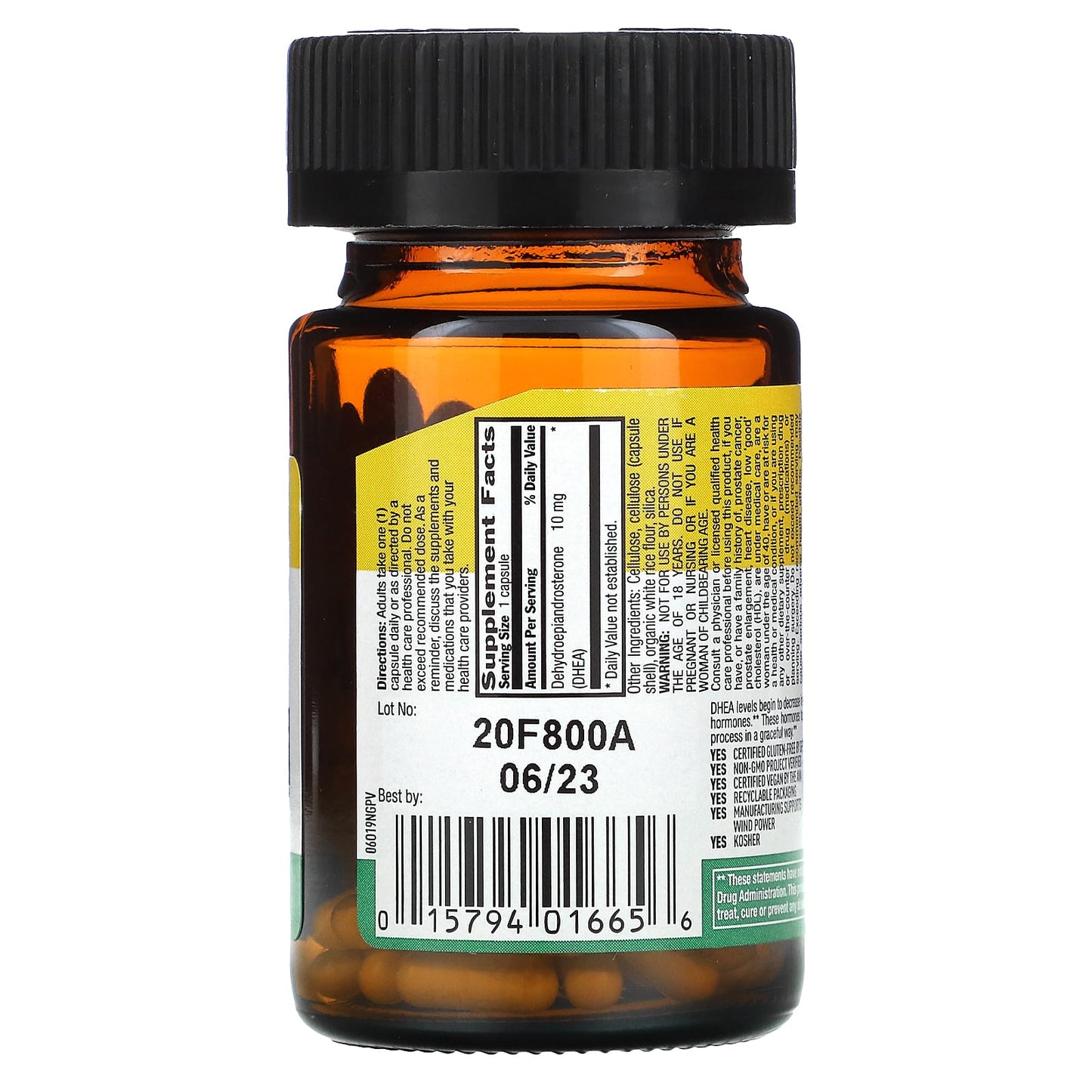 Country Life, Dhea, 10 Mg, 50 Vegetarian Capsules UPC 015794016656 | Hilife Vitamins