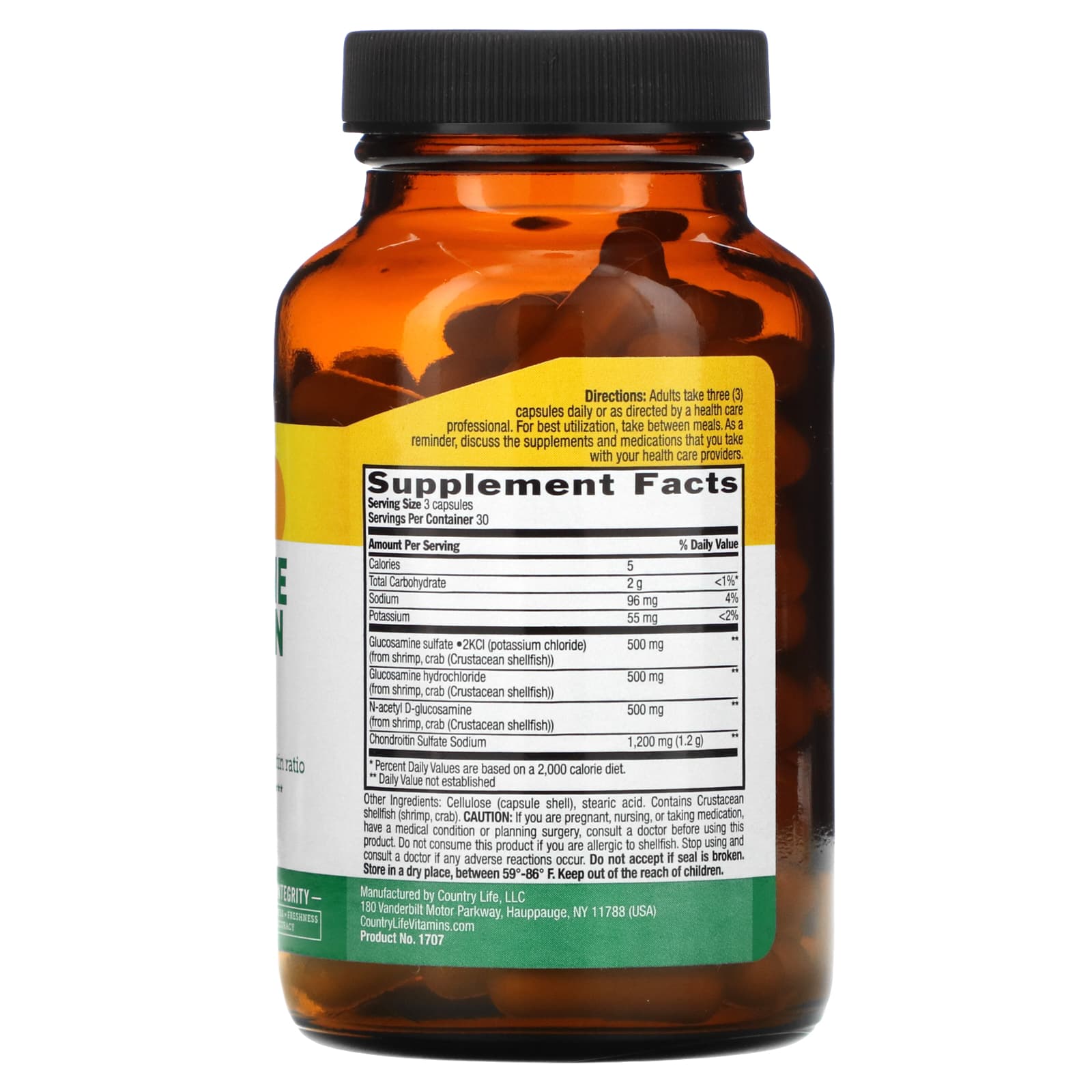 Country Life, Glucosamine Chondroitin Formula, 90 Capsules UPC 015794017073 | Hilife Vitamins