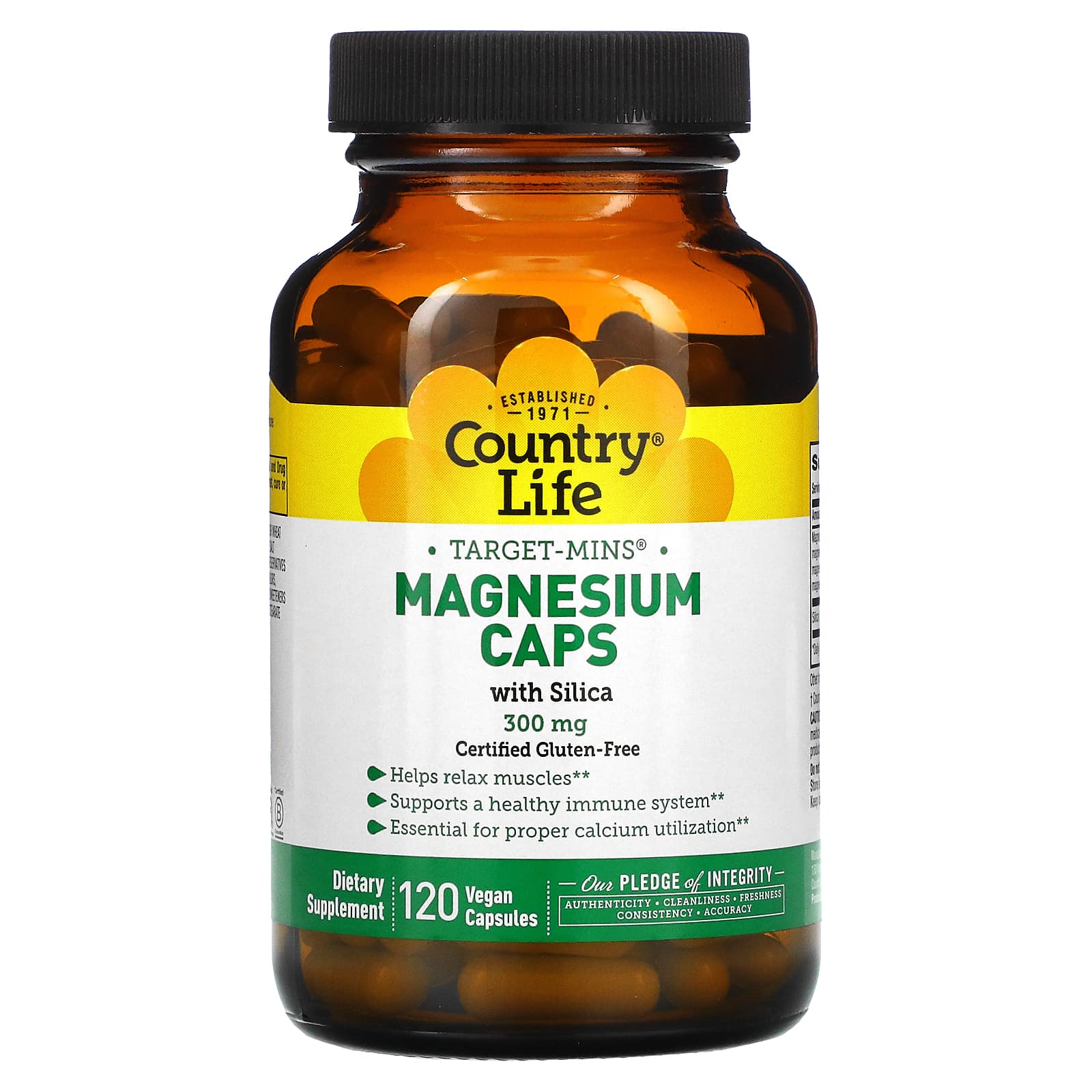 Country Life, Target-Mins, Magnesium Caps with Silica, 300 mg, 120 Capsules UPC 015794024750 | Hilife Vitamins