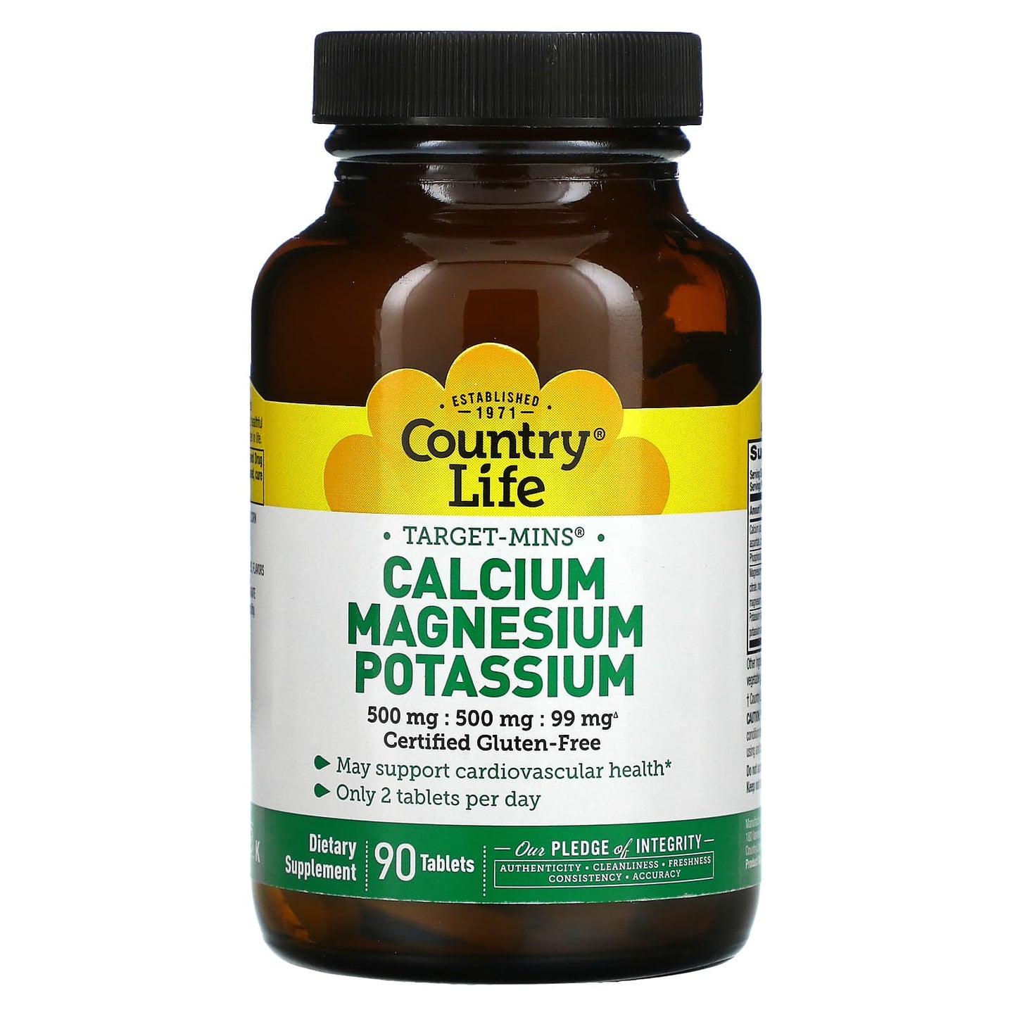 Country Life, CAL-MAG-POTASSIUM 500/500/99 TARGET MINS, 90 Tablets UPC 015794024859 | Hilife Vitamins