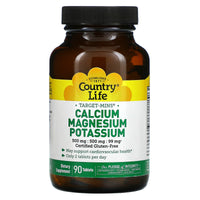 Country Life, CAL-MAG-POTASSIUM 500/500/99 TARGET MINS, 90 Tablets UPC 015794024859 | Hilife Vitamins