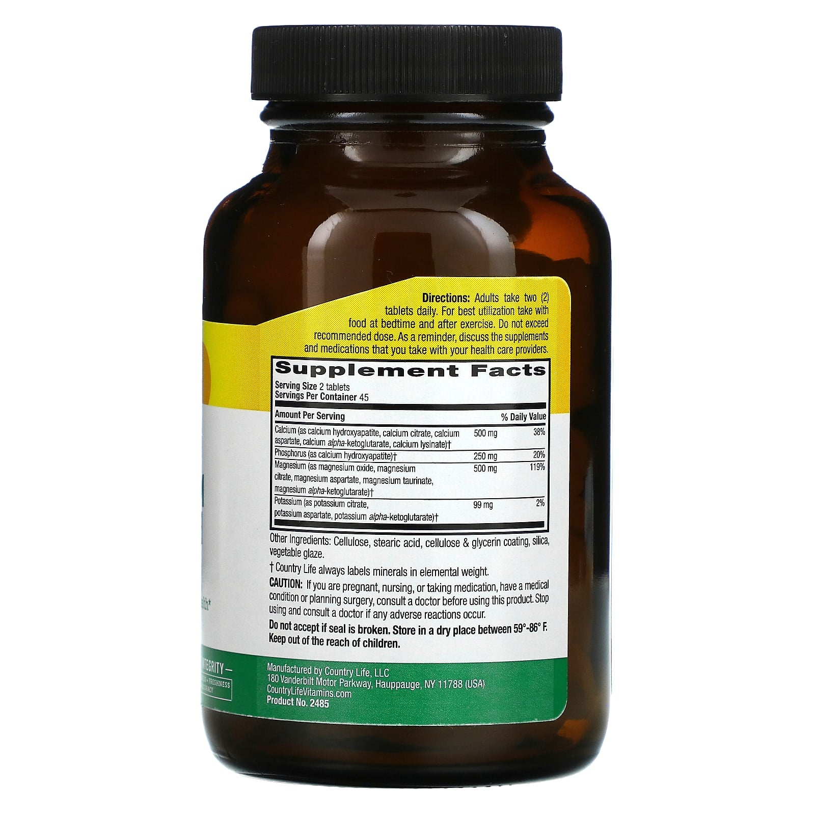 Country Life, CAL-MAG-POTASSIUM 500/500/99 TARGET MINS, 90 Tablets UPC 015794024859 | Hilife Vitamins