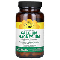 Country Life, Target-Mins, Calcium Magnesium with Vitamin D Complex, 120 Vegan Capsules UPC 015794024873 | Hilife Vitamins