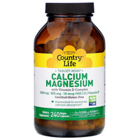 Country Life, Target-Mins, Calcium Magnesium with Vitamin D Complex, 240 Vegetarian Capsules UPC 015794024880