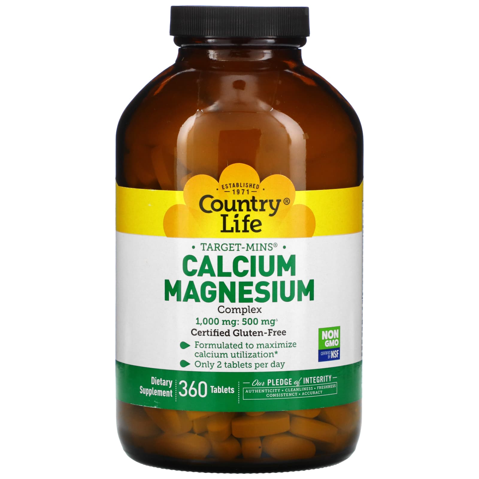 Country Life, Target-Mins Calcium-Magnesium Complex, 360 Tablets UPC 015794024897 | Hilife Vitamins