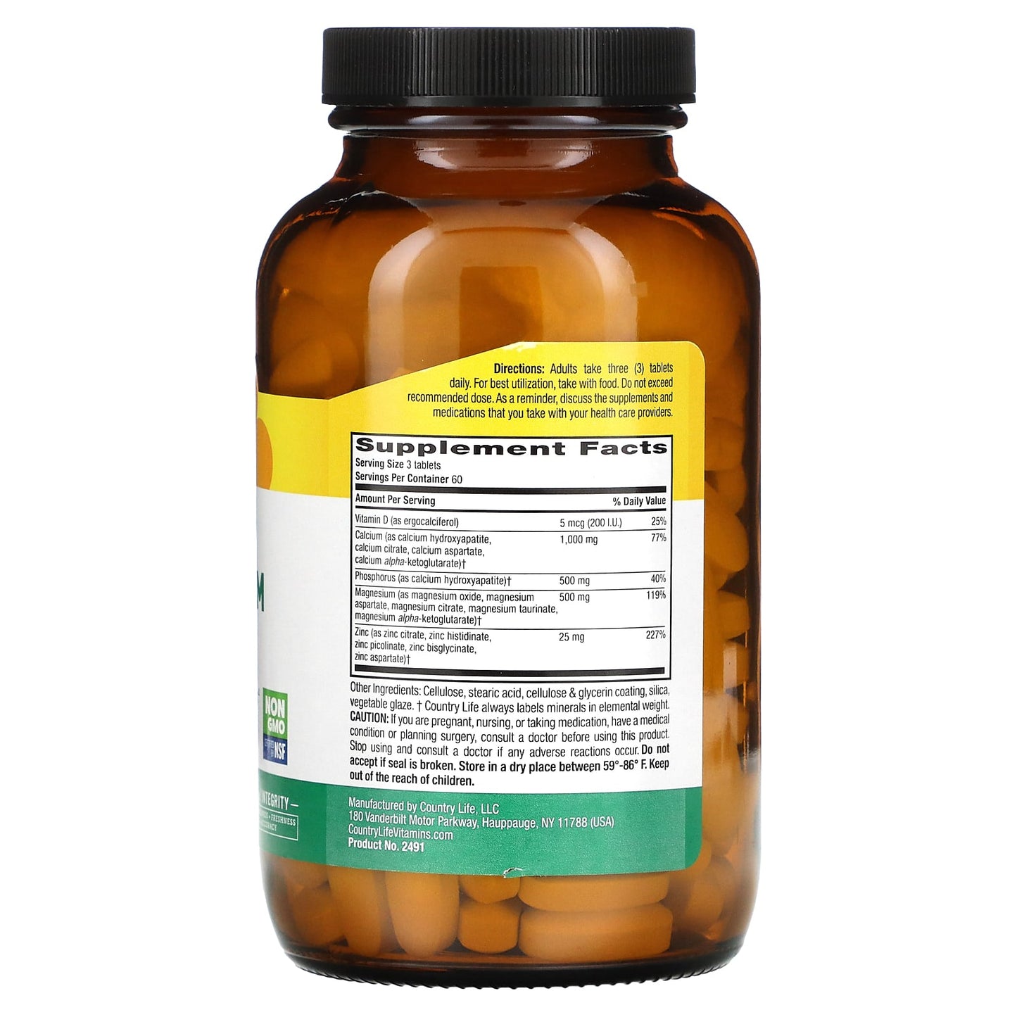 Country Life, Target-Mins Calcium Magnesium Zinc with Vitamin D, 180 Tablets UPC 015794024910 | Hilife Vitamins