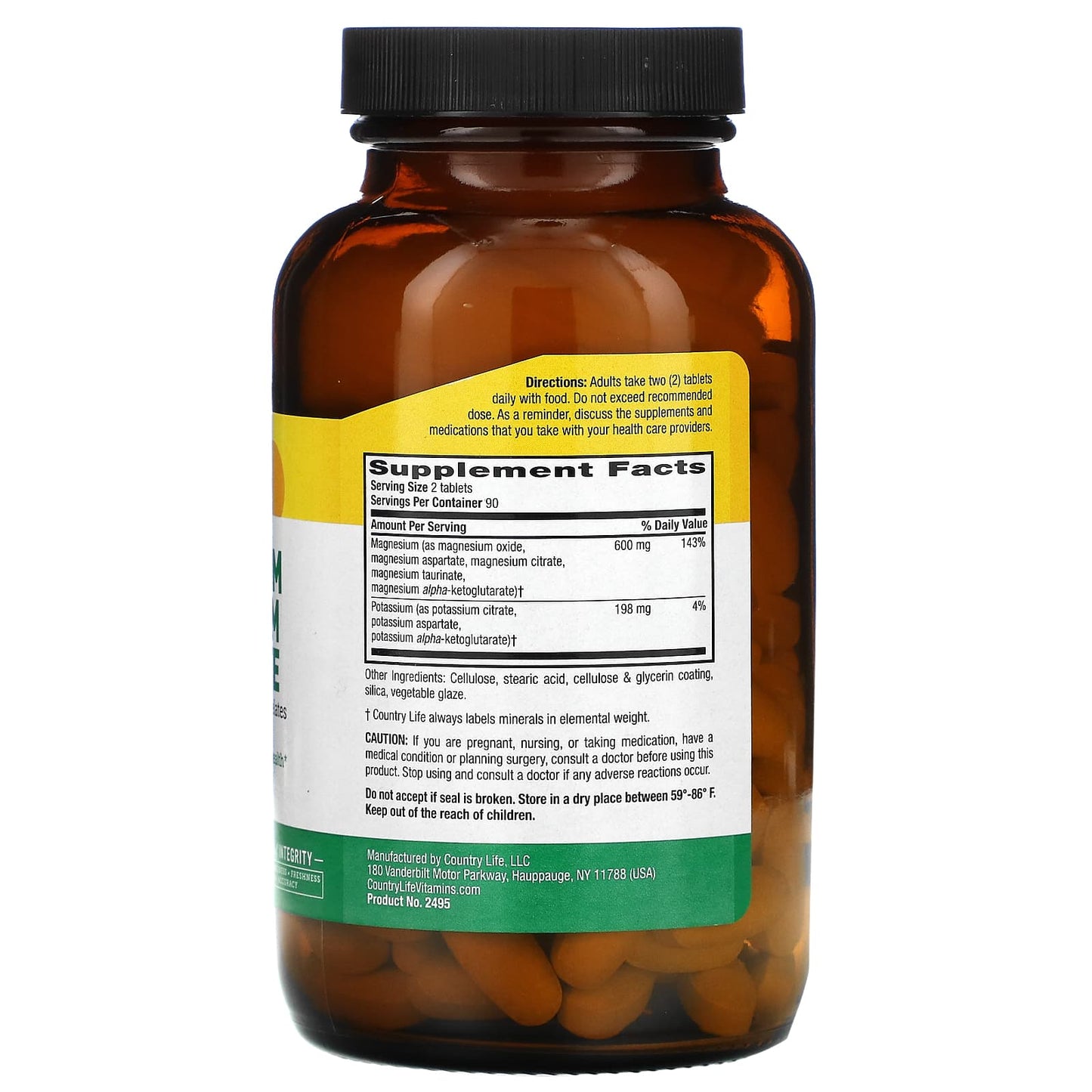 Country Life, Target-Mins®, Magnesium Potassium Aspartate, 180 Tablets UPC 015794024958 | Hilife Vitamins