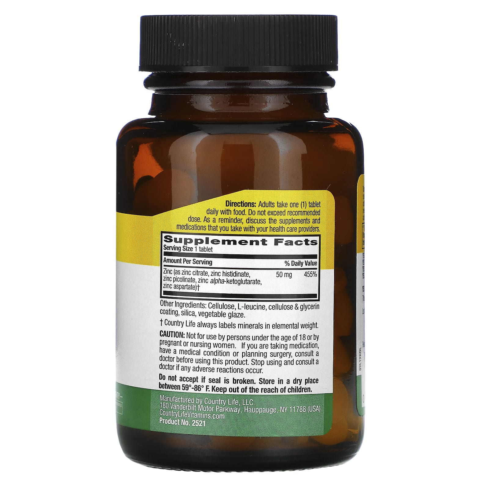Country Life, Target-Mins Zinc, 50 mg, 180 Tablets UPC 015794025214 | Hilife Vitamins