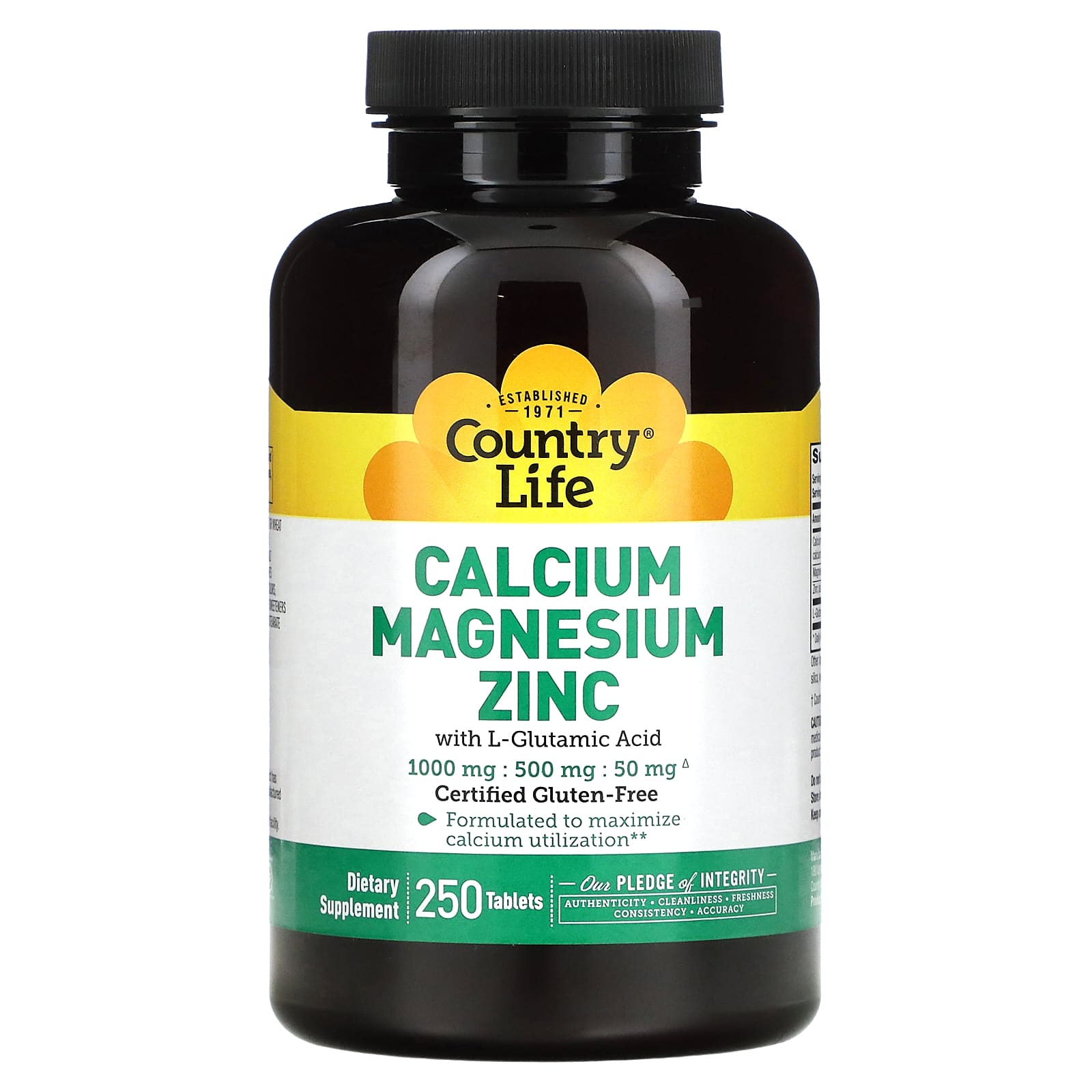 Country Life, Cal-Mag-Zinc, 250 Tablets UPC 015794026044 | Hilife Vitamins