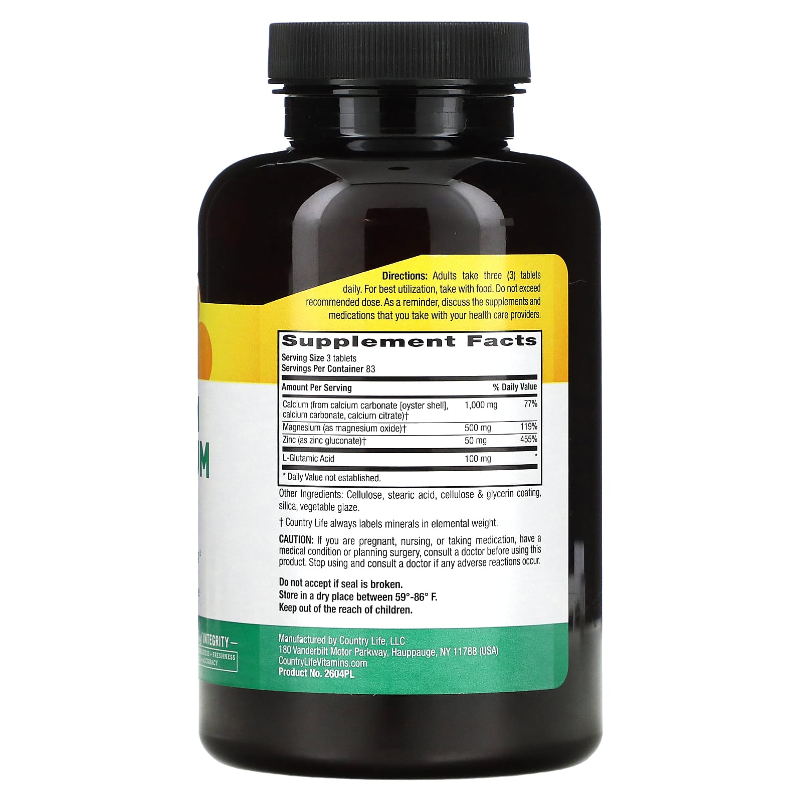 Country Life, Cal-Mag-Zinc, 250 Tablets UPC 015794026044 | Hilife Vitamins