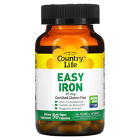 Country Life, Easy Iron 25 mg, 90 Vegetarian Capsules UPC 015794026594 | Hilife Vitamins