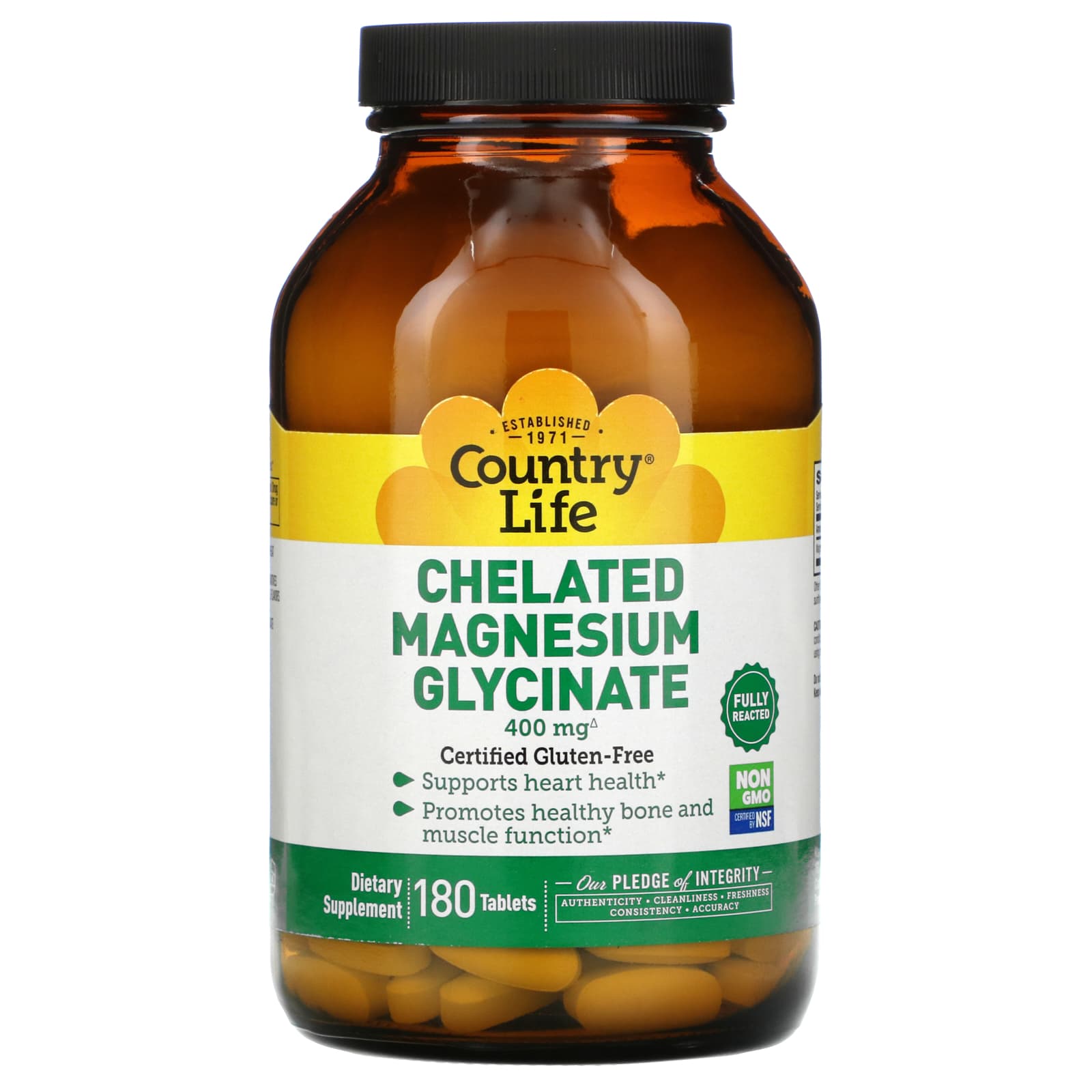 Country Life, Chelated Magnesium Glycinate, 133 mg, 180 Tablets UPC 015794026815 | Hilife Vitamins