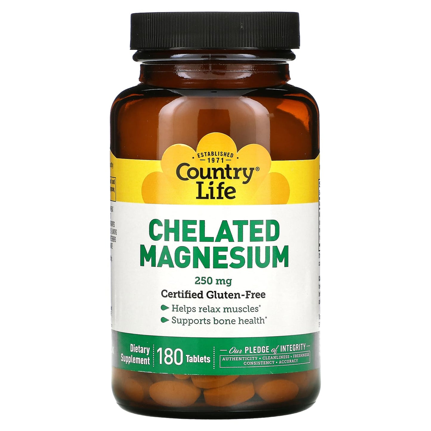 Country Life, Chelated Magnesium, 250 mg, 180 Tablets UPC 015794026860 | Hilife Vitamins
