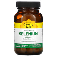 Country Life, Selenium, 100 Mcg, Yeast Free, 180 Tablets UPC 015794028765 | Hilife Vitamins