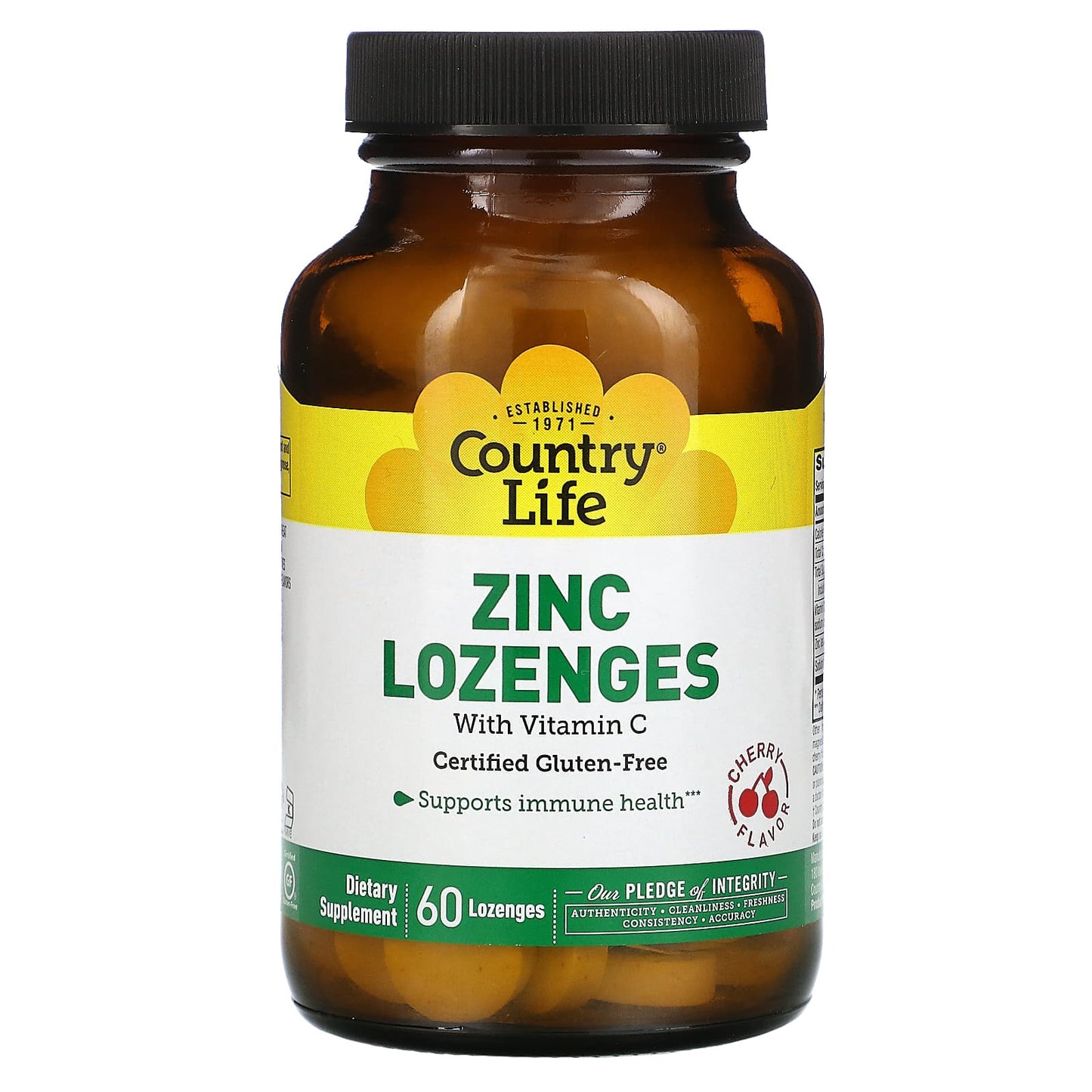 Country Life, Zinc Lozenges, With Vitamin C, Cherry, 60 Lozenges UPC 015794029434 | Hilife Vitamins