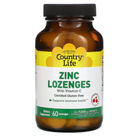 Country Life, Zinc Lozenges, With Vitamin C, Cherry, 60 Lozenges UPC 015794029434 | Hilife Vitamins