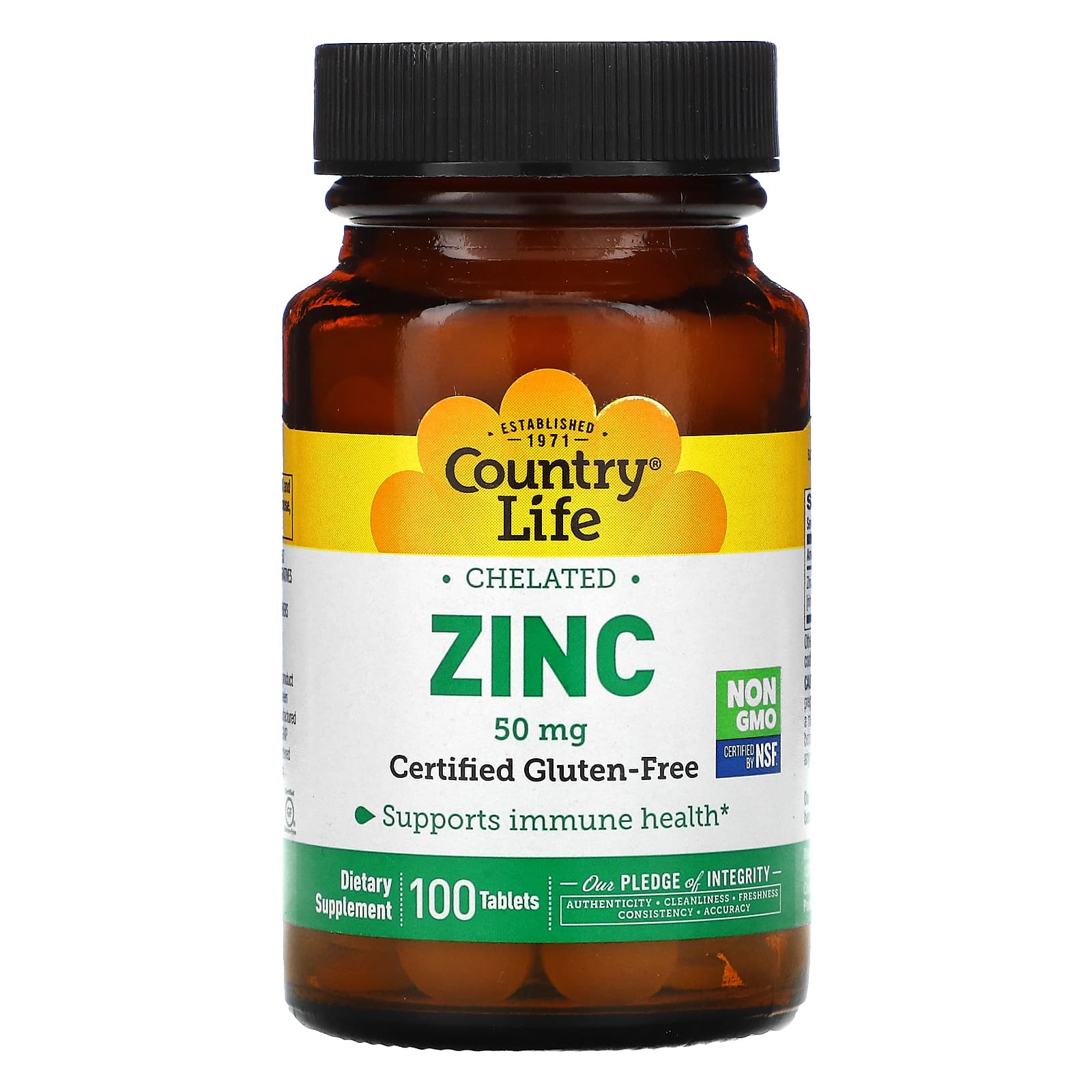 Country Life, Zinc, 50 mg, Chelated, 100 Tablets UPC 015794029519 | Hilife Vitamins