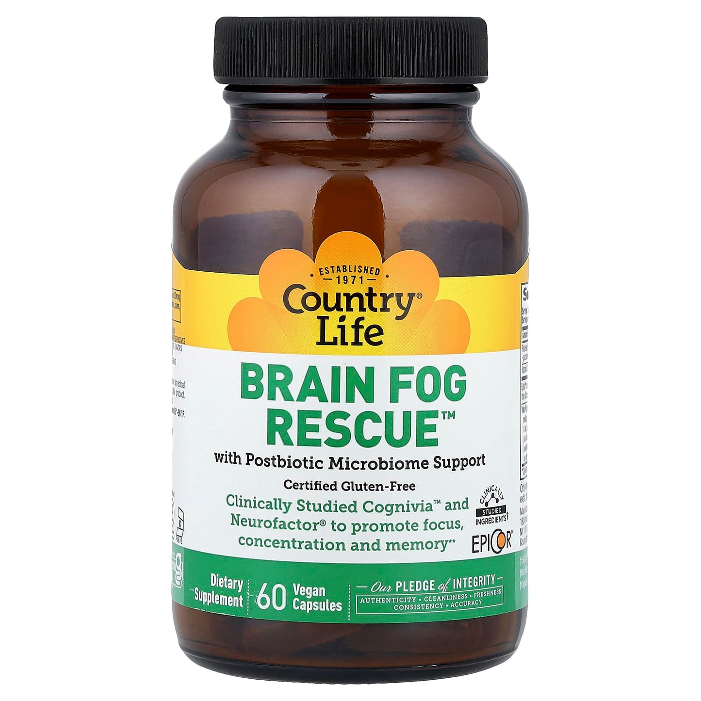 Country Life, Brain Fog Rescue™, 60 Vegan Capsules UPC 015794030218 | Hilife Vitamins