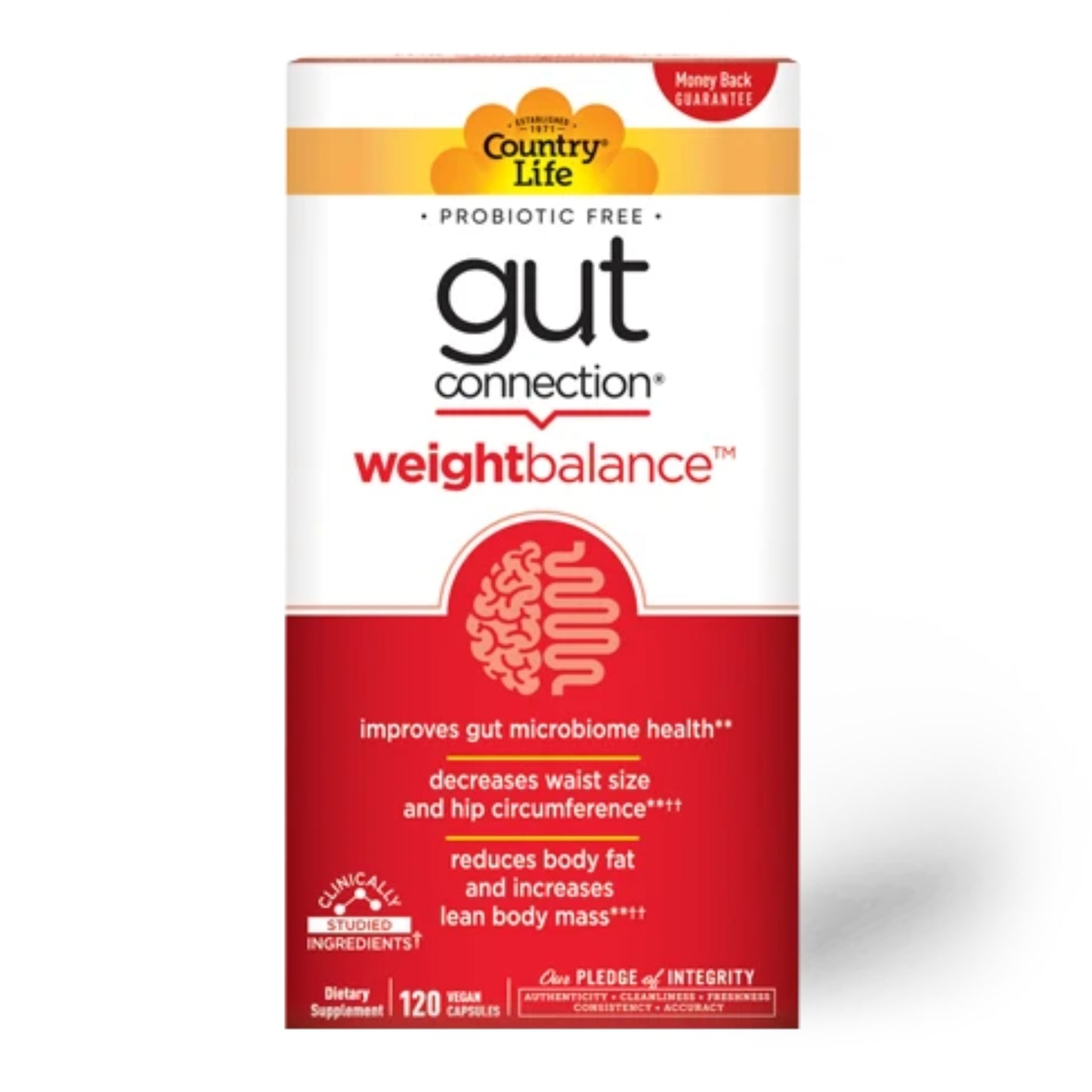 Country Life, Gut Connection, Weight Balance, 120 Vegan Capsules UPC 015794030232 | Hilife Vitamins