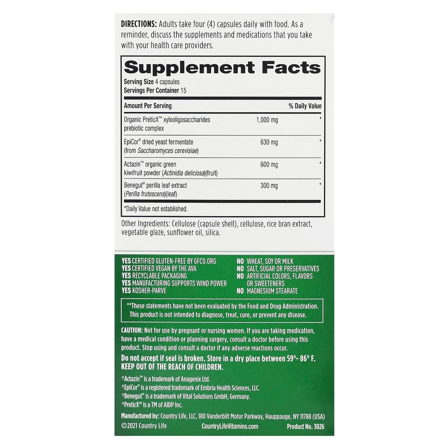 Country Life, Gut Connection, Digestive Balance, 60 Vegan Capsules UPC 015794030263 | Hilife Vitamins