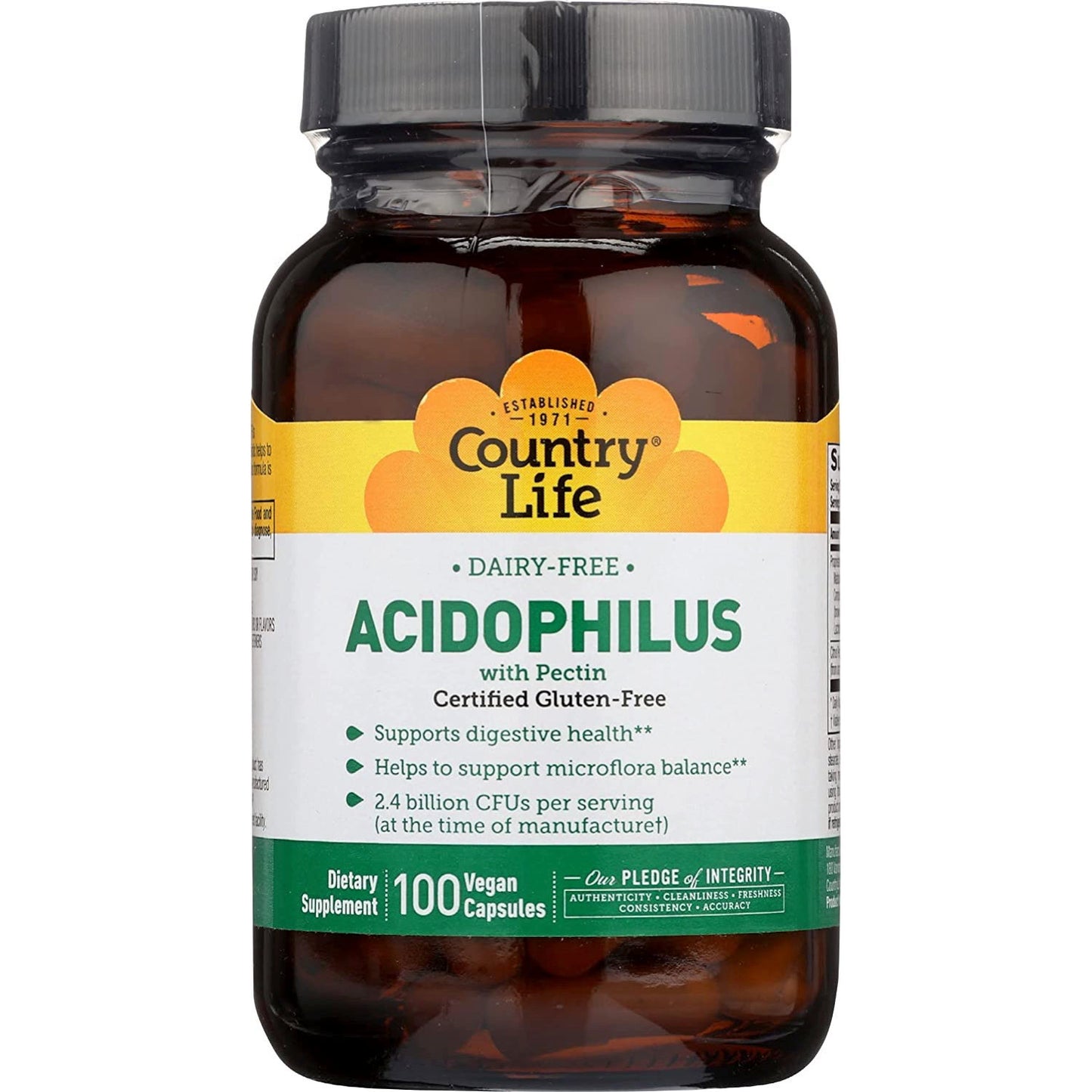 Country Life, Acidophilus With Pectin, 100 Vegan Capsules UPC 015794030515 | Hilife Vitamins