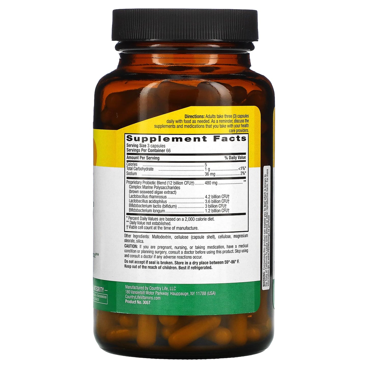 Country Life, Dairy-Free Probiotic, Power-Dophilus, 200 Vegan Capsules UPC 015794030577 | Hilife Vitamins