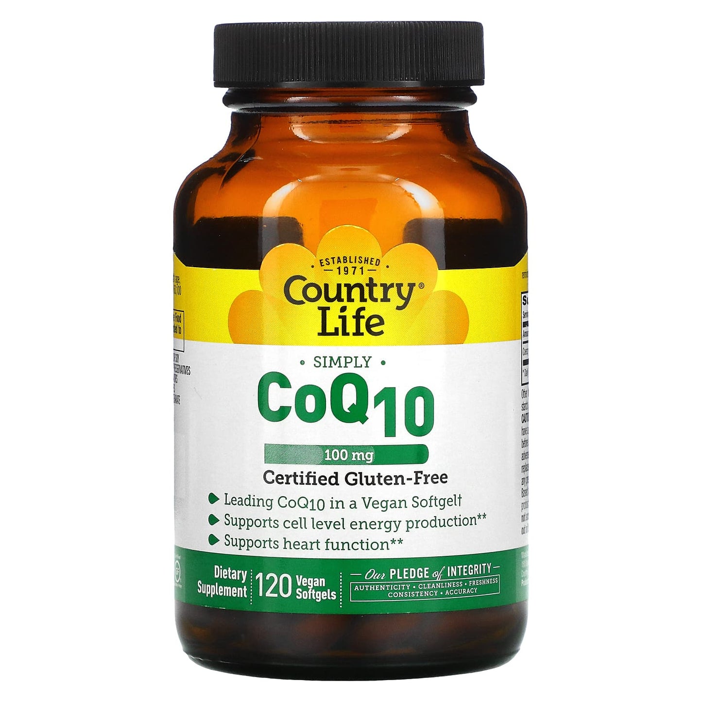 Country Life, COQ-10 100 mg, 120 Vegan Softgels UPC 015794035190 | Hilife Vitamins