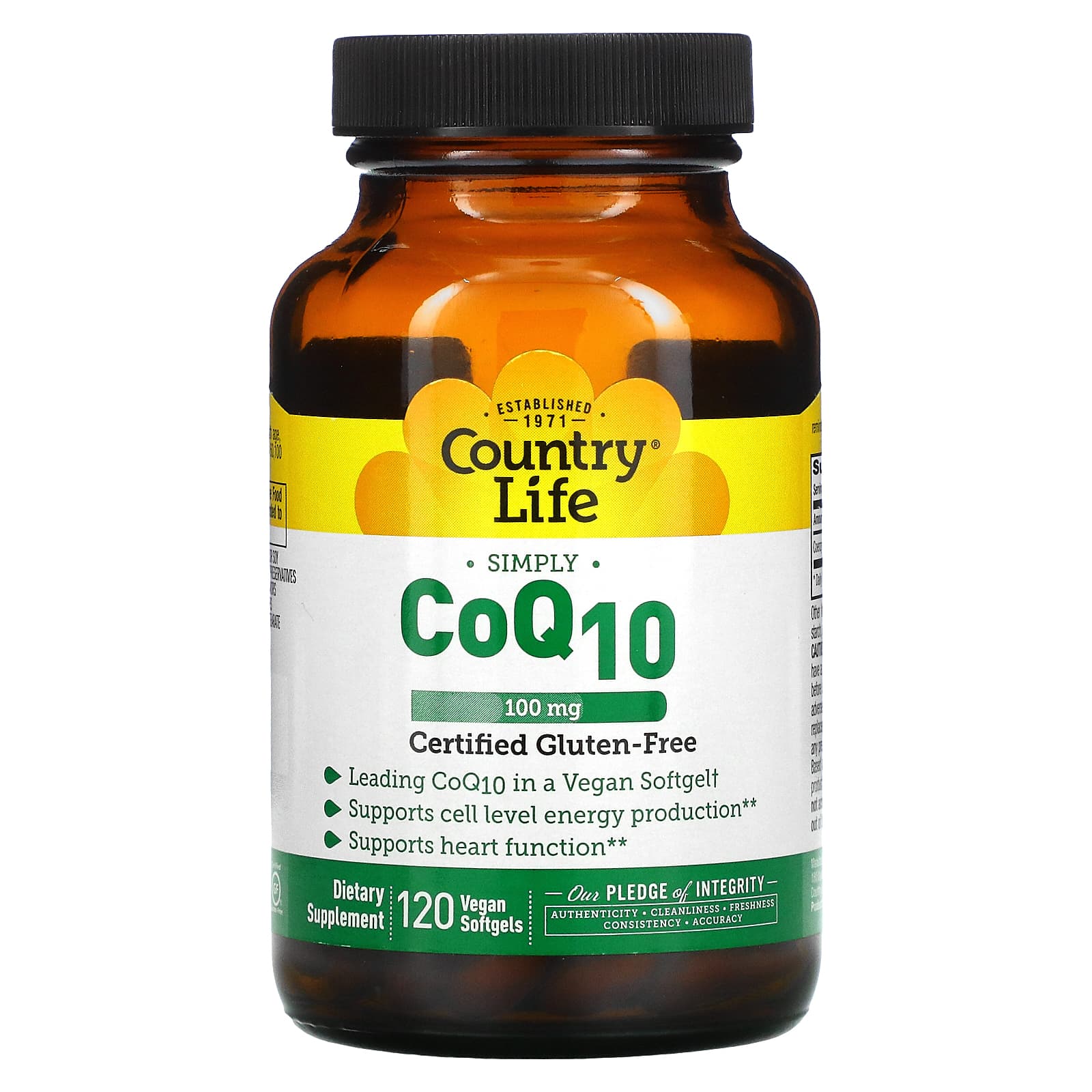 Country Life, COQ-10 100 mg, 120 Vegan Softgels UPC 015794035190 | Hilife Vitamins