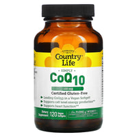 Country Life, COQ-10 100 mg, 120 Vegan Softgels UPC 015794035190 | Hilife Vitamins