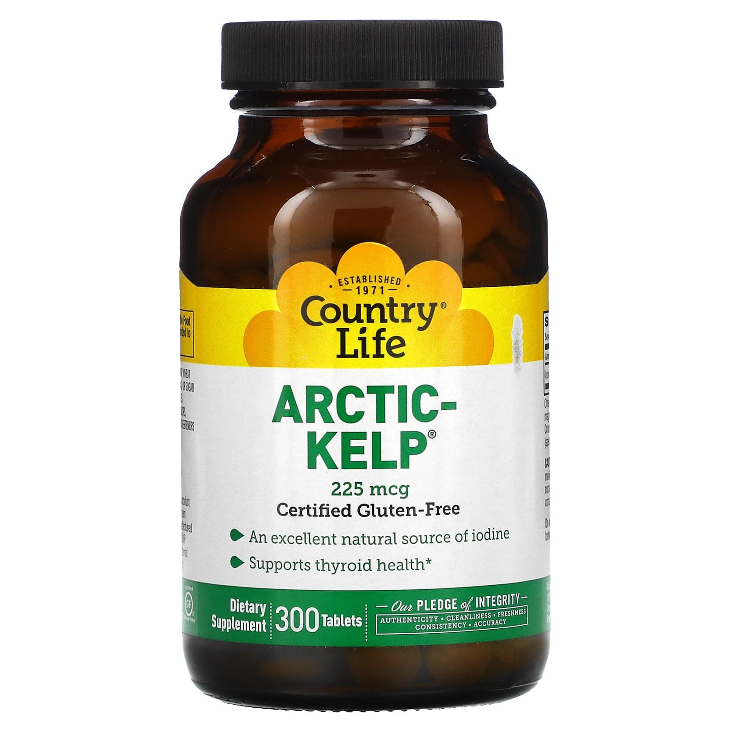 Country Life, Arctic-Kelp, 225 mcg, 300 Tablets UPC 015794041351 | Hilife Vitamins