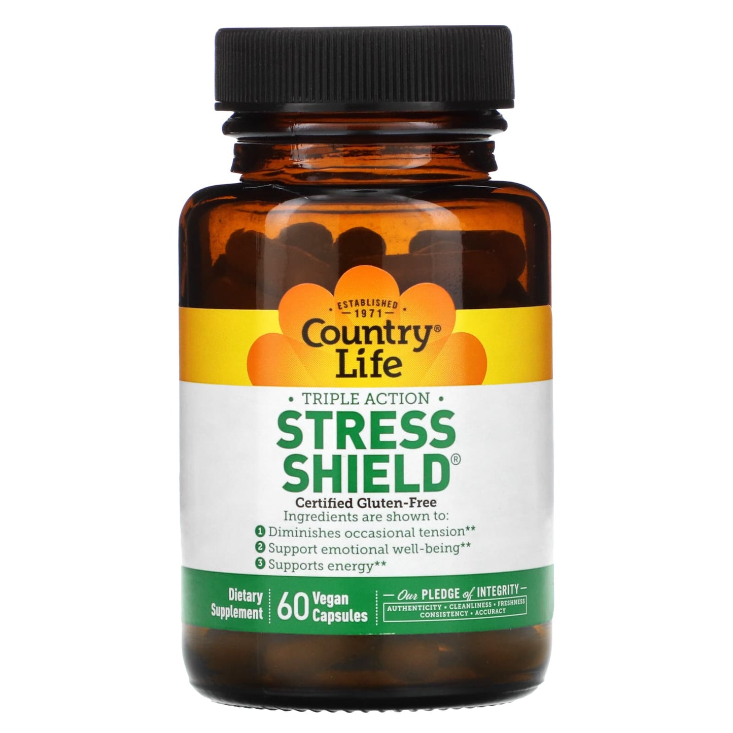 Country Life, Stress Shield, 60 Capsules UPC 015794050346 | Hilife Vitamins