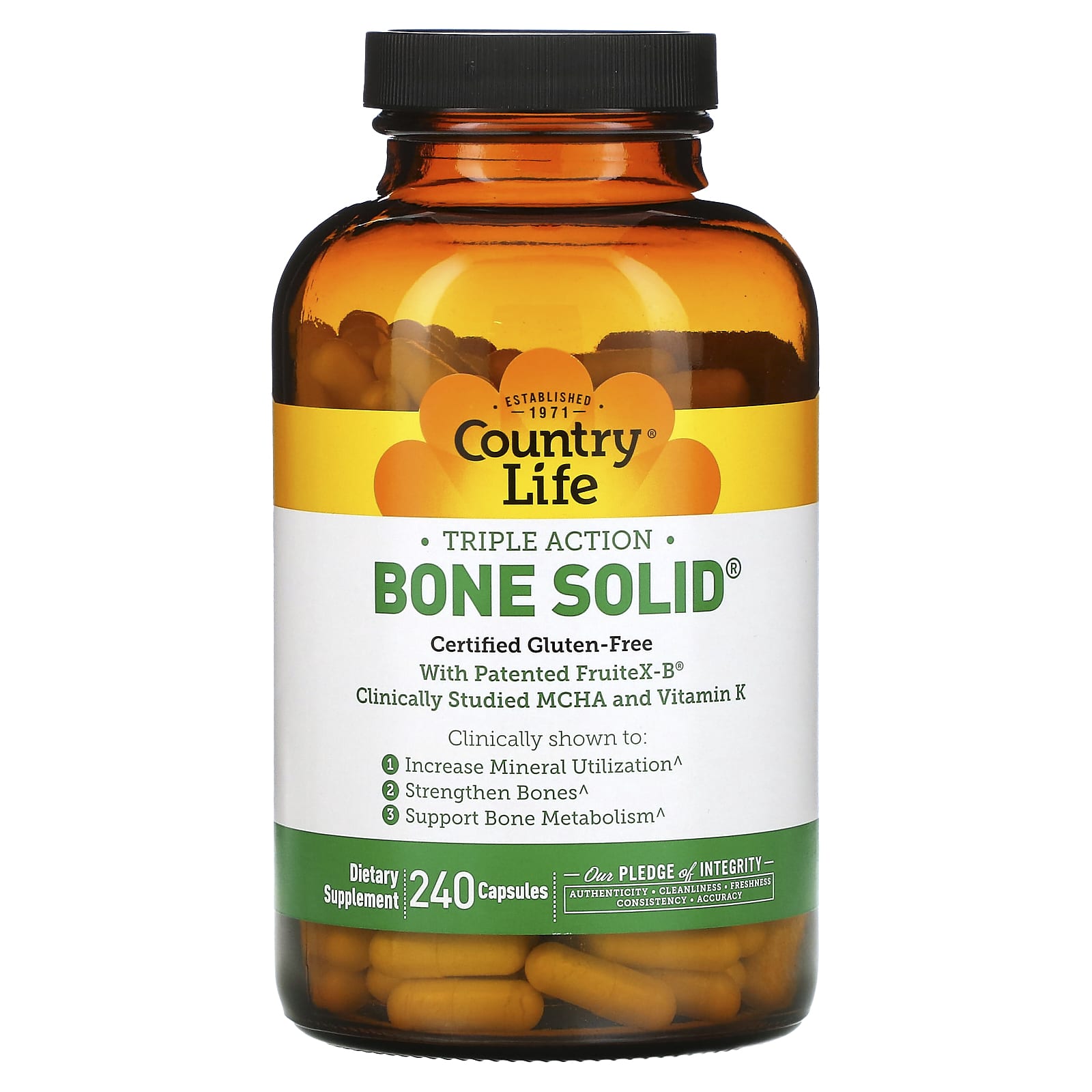 Country Life, Bone Solid, 240 Capsules UPC 015794050445 | Hilife Vitamins