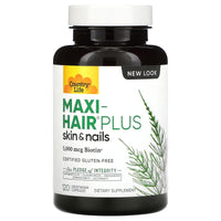 Country Life, Maxi-Hair Plus, Skin & Nails, 1,250 mcg, 120 Vegetarian Capsules UPC 015794050452 | Hilife Vitamins