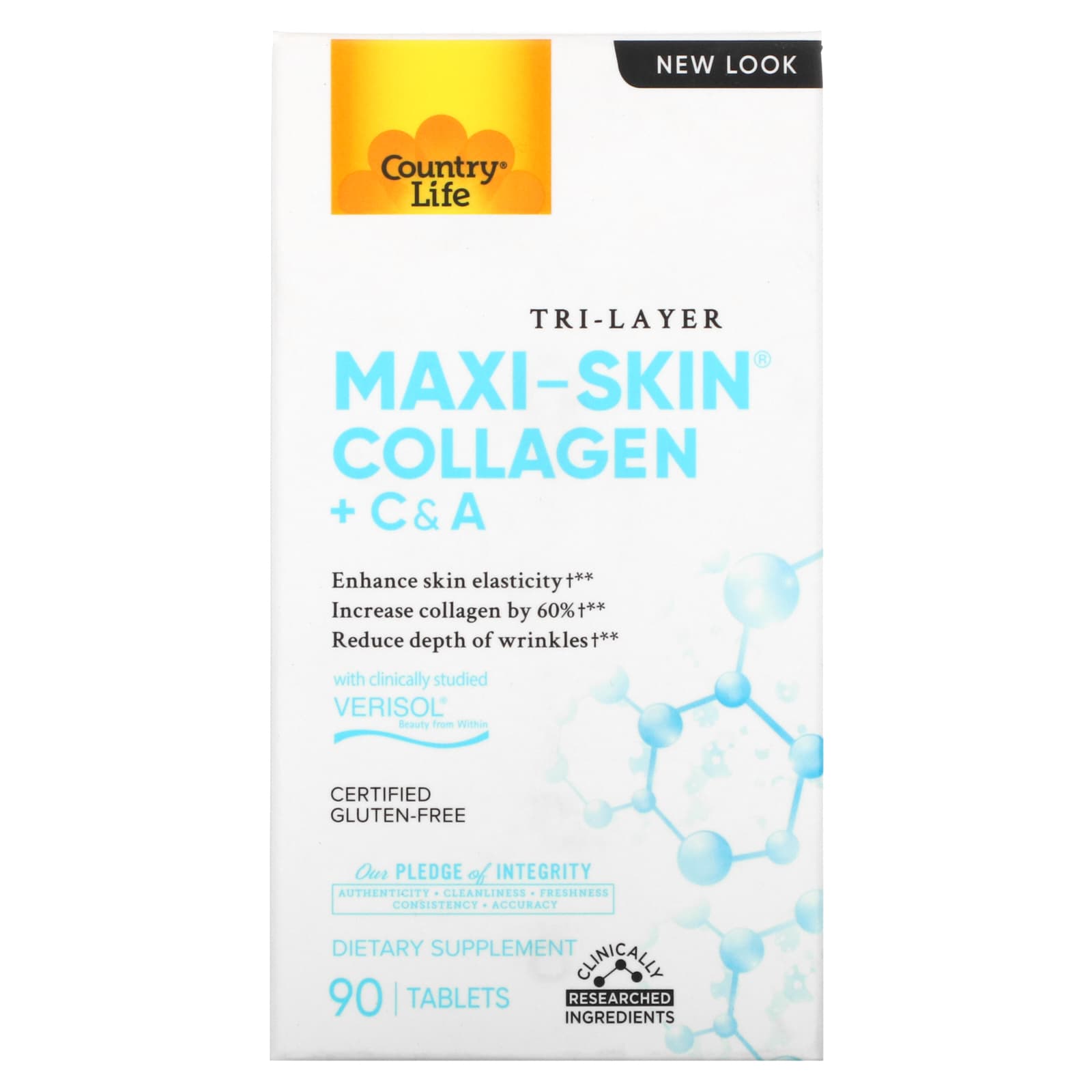 Country Life, Maxi Skin, 90 Tablets UPC 015794050605 | Hilife Vitamins