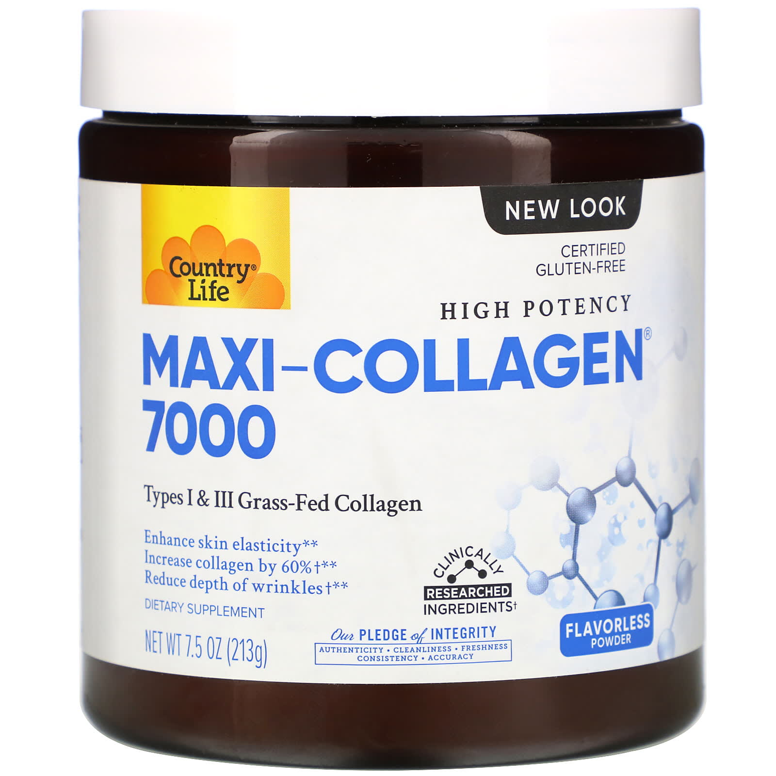 Country Life, Maxi-Collagen 7000, High Potency, Flavorless Powder, 7.5 oz UPC 015794050704 | Hilife Vitamins