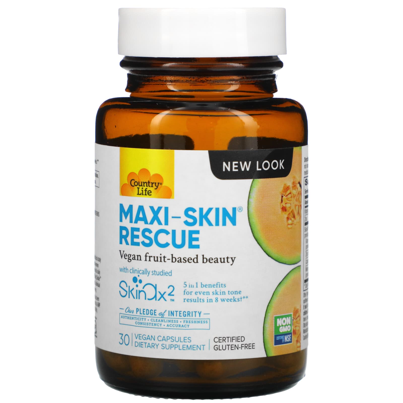 Country Life, Maxi-Skin Rescue, 30 Vegan Capsules UPC 015794050803 | Hilife Vitamins
