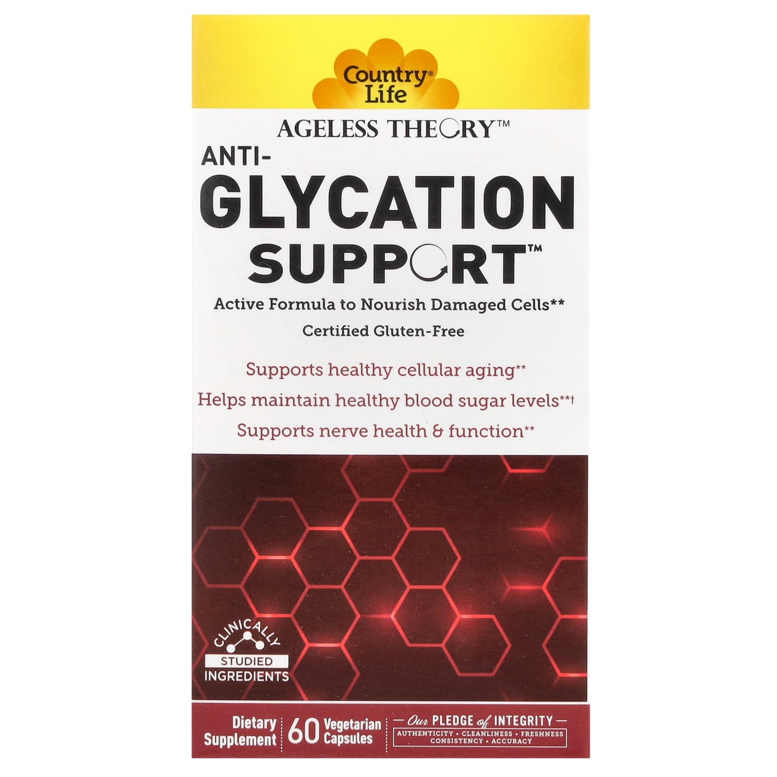 Country Life, Anti-Glycation Support, Ageless Theory, 60 Vegetarian Capsules UPC 015794053019 | Hilife Vitamins