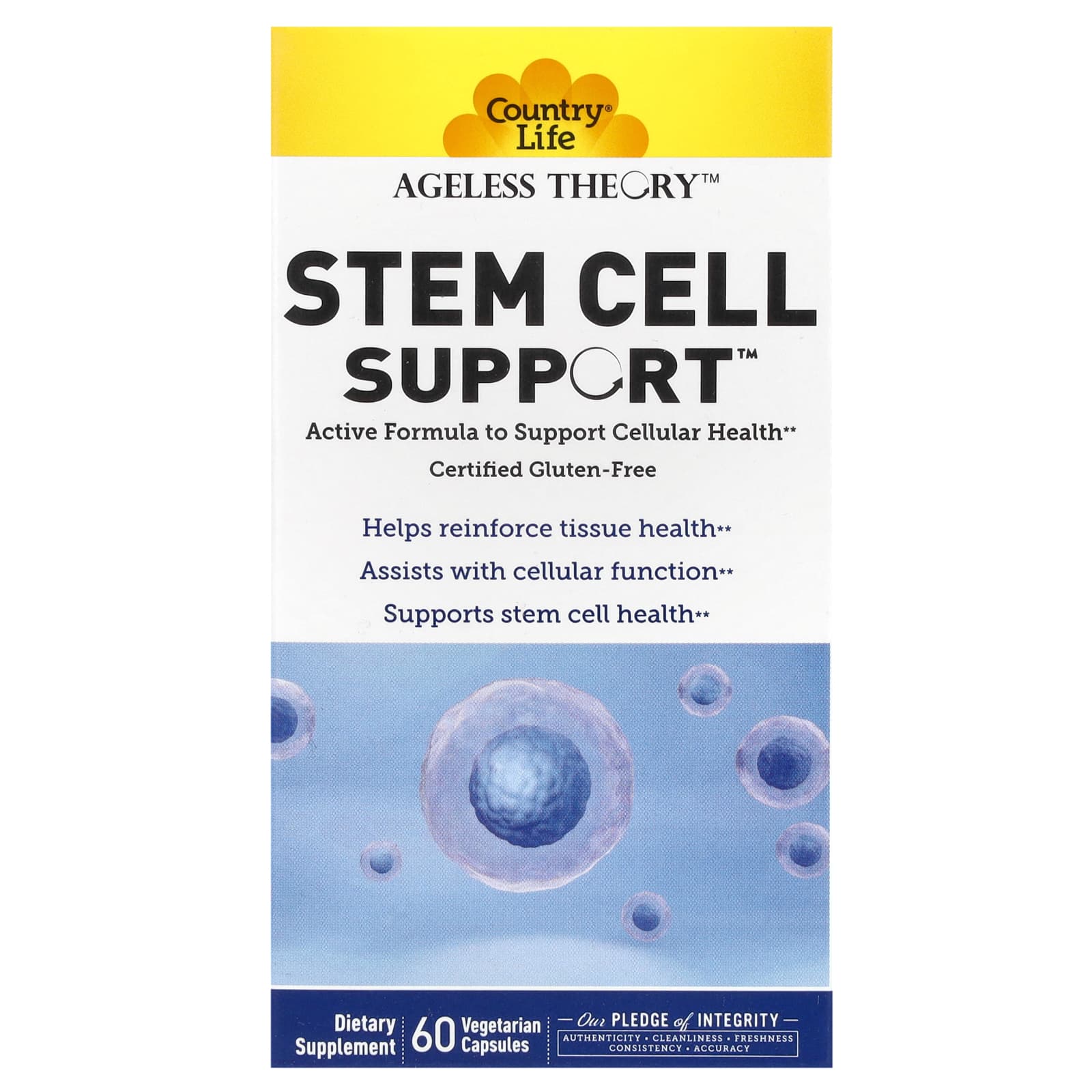 Country Life, Ageless Theory, Stem Cell Support, 60 Vegetarian Capsules UPC 015794053026 | Hilife Vitamins