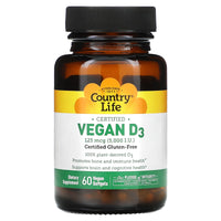 Country Life, D3 Vegan 5000 Iu, 60 Vegan Softgels UPC 015794058212 | Hilife Vitamins