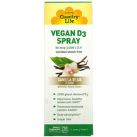 Country Life, D3 Vegan 2000 IU VANILLA BEAN, .81 Spray UPC 015794058281 | Hilife Vitamins