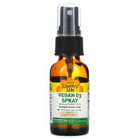 Country Life, D3 Vegan 2000 IU VANILLA BEAN, .81 Spray UPC 015794058281 | Hilife Vitamins