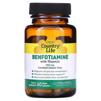 Country Life, Benfotiamine with Thiamin, 150 mg, 60 Capsules UPC 015794060031 | Hilife Vitamins